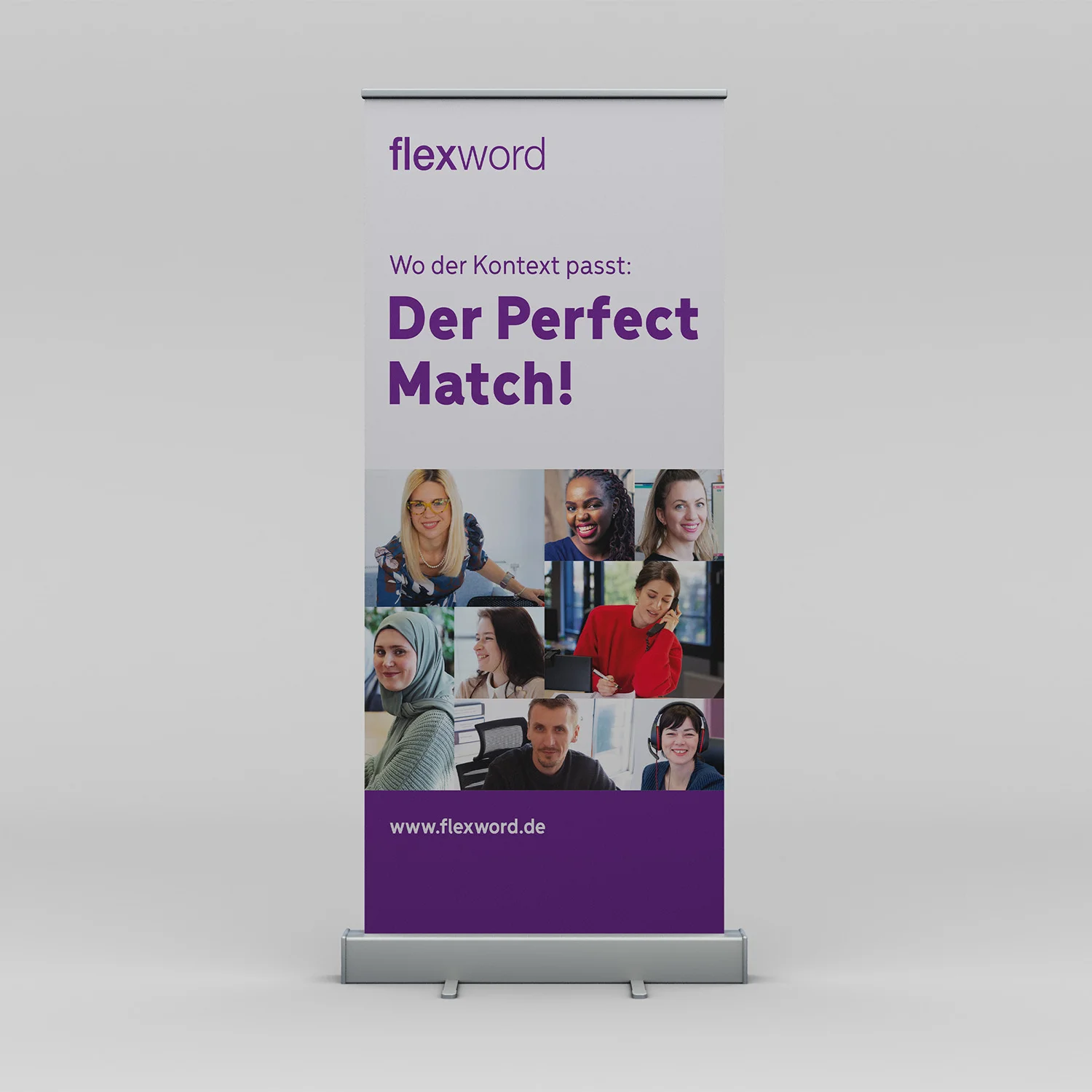 Roll-up Banner für flexword Messeauftritt im Corporate Design