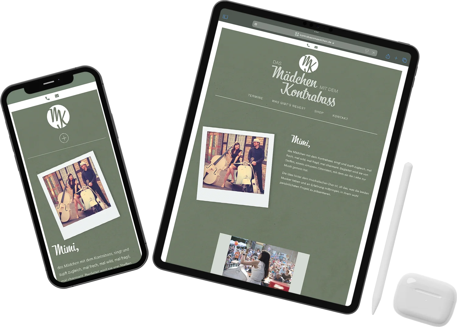 Webdesign für das Musikduo „Das Mädchen mit dem Kontrabass“ – responsive Website für Musiker und Eventauftritte